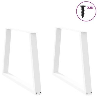 Berkfield Home Modern Dining Table Legs V-Shape 2 pcs White 100x(72-73.3) cm Steel