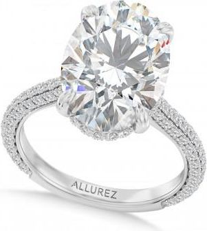 Allurez Oval Lab Diamond Engagement Ring Platinum (3.90ct)