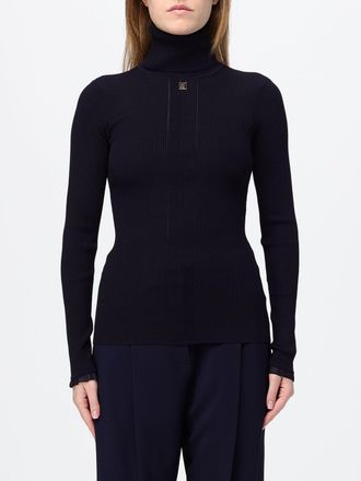 Elisabetta Franchi Slim Fit Ribbed Viscose Knit Polo Neck with Logo