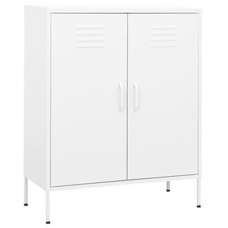 vidaXL Vidaxl Armadietto Bianco 80x35x101,5 Cm In Acciaio