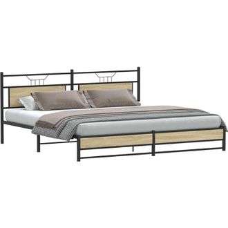 vidaXL Vidaxl - Estructura De Cama Sin Colch&oacute;n Metal Roble Sonoma 200x200 Cm
