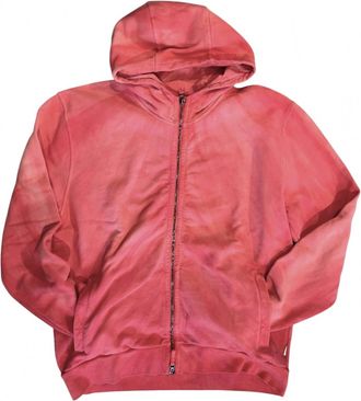 04651/ Mens Dyed Zip Hoodie In Coral Twist