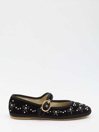Valentino Garavani Endouce Velvet Mary-Jane Ballerina Flats