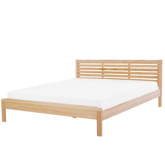 Beliani Beliani - Cama De Madera Clara 180 X 200 Cm Cabecero De Listones Carnac