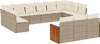 vidaXL Vidaxl - Set Divano Da Giardino 13 Pz Con Cuscini Beige In Polyrattan
