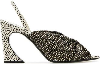 Fendi BlackWhite Printed Heels
