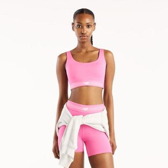 New Balance Mujer AC Train Bra en Rosa, Poly Knit, Talla XL