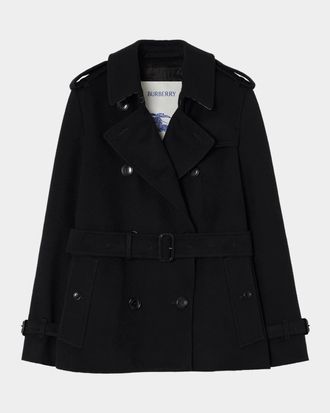 Burberry Kensington Belted Cashmere Short Trench Jacket