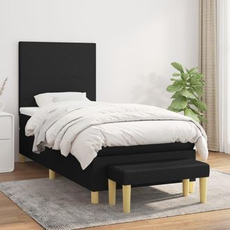 vidaXL Vidaxl - Cama Box Spring Con Colch&oacute;n Tela Negro 90x190 Cm