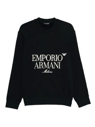 Emporio Armani logo-embroidered crew-neck sweatshirt - Blue