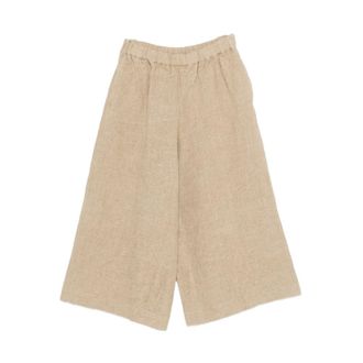 Comme Des Gar&ccedil;ons Cropped Trousers, female, Beige, Size: S Cotton Twill Wide-Leg Trousers