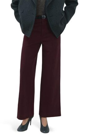 Mango Seamed High Waist Wide Leg Jeans in Wine at Nordstrom, Size 10