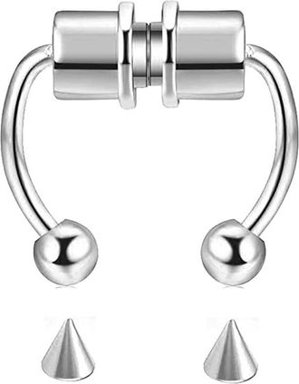 Generic Fake Piercing Nose Ring Alloy Nose Piercing Hoop Septum Rings for Women Jewelry Gifts Fashion Magnetic Fake Piercing Durable Processing Multicoloured