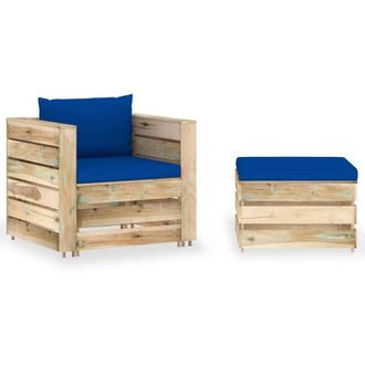 vidaXL Muebles De Jard&iacute;n 2 Piezas Con Cojines Madera Impregnada Verde Vidaxl