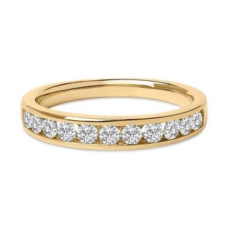 House of Brilliance 14K Gold 1/2 Cttw Round Diamond 11 Stone Channel Set Band in Yellow at Nordstrom, Size 6.5