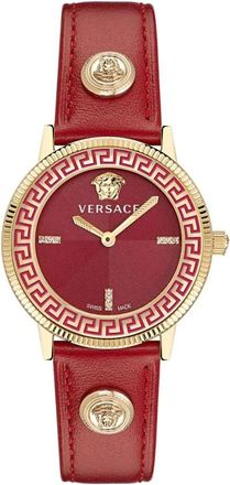 Versace V-Tribute Rood Emaille Diamant Horloge - Dames - Horloges - Rood - ONE Size - Accessoires