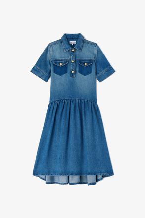 Ganni Blue Light Washed Denim Dress - Size 10/12 Tencel