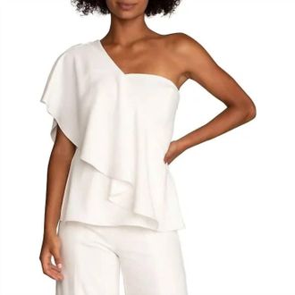 Trina Turk Glamorous One-Shoulder Flounce Top In White