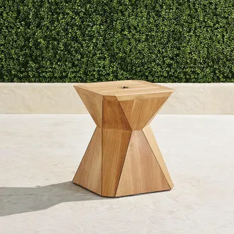 Frontgate Teak Prism Umbrella Table - Weathered - Frontgate