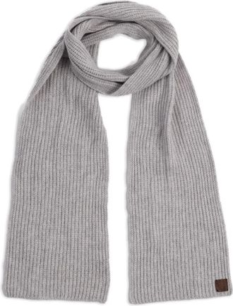 Eleventy logo-patch ribbed scarf - Grey