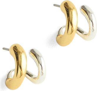 Madewell Sculpted Illusion Mixed Metal Hoop Earrings at Nordstrom