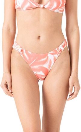 Roxy Palm Haze Scoop Front Bikini Bottoms in Coral Multi at Nordstrom, Size X-Large