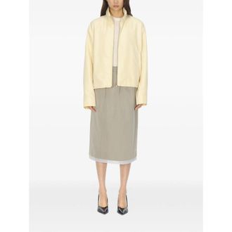 Carven Cropped Silk Blend Jacket - Yellow