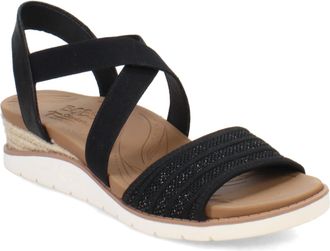 Skechers Womens Arch Fit Beach Kiss Boho Beyond Sandals, Black Knit/Duraleather, 6 UK