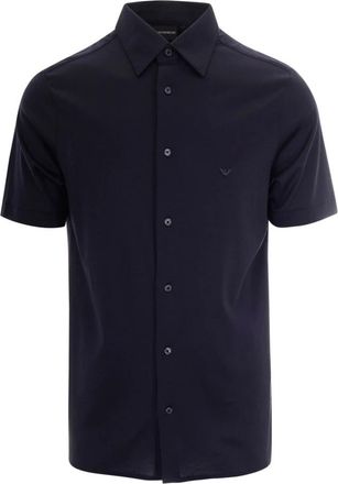 Emporio Armani Short Sleeve Shirts - Heren - Korte mouwen Overhemden - Blauw - M - Overhemden