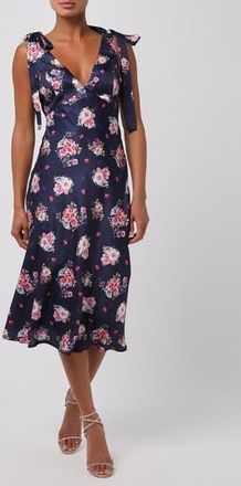 Lulus Henrieta Tie Strap Midi Dress in Navy Multi at Nordstrom Rack, Size X-Small