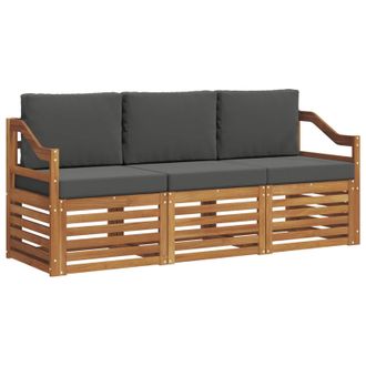 vidaXL Juegos De Sof&aacute;s Con Coj&iacute;n 3 Pcs Natural Y Antracita Vidaxl