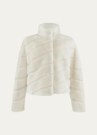 Gorski Diagonal Topstitched Merino Shearling Coat