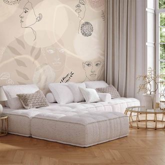 OEM Carta Da Parati Beige Con Disegni A Linee