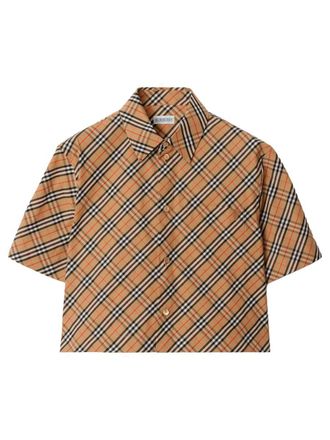 Burberry Cropped Check Cotton Shirt Clothing