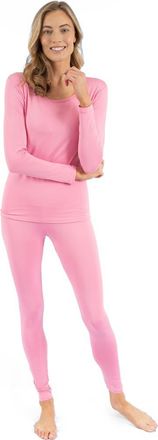 Leveret Womens Solid Thermal Pajama Set in Light Pink at Nordstrom, Size X-Large