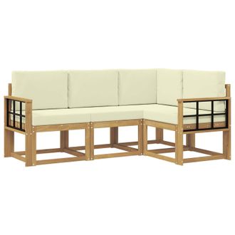 vidaXL Conjunto De Sof&aacute;s De Exterior Con Coj&iacute;n 4 Pcs Blanco Y Crema Vidaxl