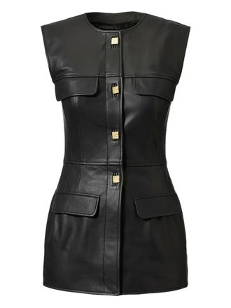 Tove Gia buttoned leather blouse - Black