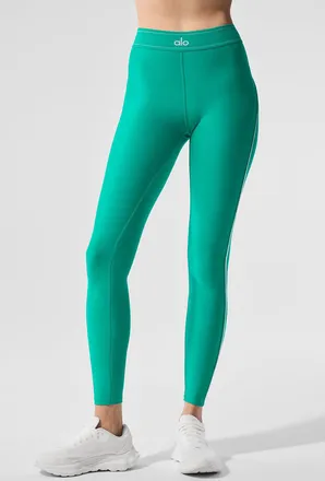 Alo | Airlift High-Waist Suit Up Legging in Spruce Green/White, Size: Medium