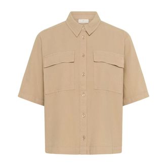 Kaffe Camicia Classica Sabbia con Mezze Maniche - - Blouses & Shirts - Donna - Beige - XS