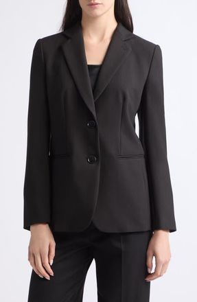 Emporio Armani Black Cady Stretch Crepe Blazer in Solid Black at Nordstrom, Size 38