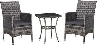 OUTSUNNY Rattan Bistro Set Garden Chair Table Patio Outdoor Cushion Conservatory | TJ Hughes