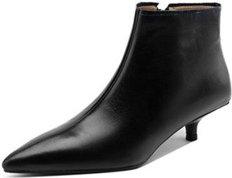 Generic Womens Pointed Toe Ankle Boots Slim Stiletto Heels Side Zipper Smooth Upper Sleek Silhouette Soft Lining Cushioned Insole Durable Non-Slip Outsole,Bla