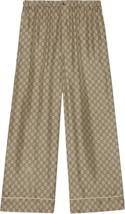 Gucci GG Supreme silk pallazzo trousers - Brown