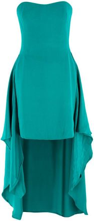 Bruce Oldfield Green Bandeau Asymmetric Silk Dress Size S