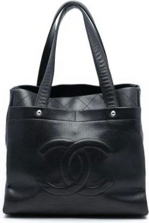 Chanel Pre-owned Tote Bags, female, Black, Size: ONE SIZE Pre-owned Leather Tote