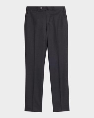 Isaia Men & apos;s Wool Twill Side-Tab Trousers