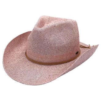 C.C Sparkly Sequin Cowboy Hat with Suede String Trim, Rose, One Size