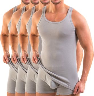 Hermko 3000-4 Mens Tank top Made in EU, Muscle Shirt Made of 100% Organic Cotton - Many Colours, Size:Medium, Colour:Grey