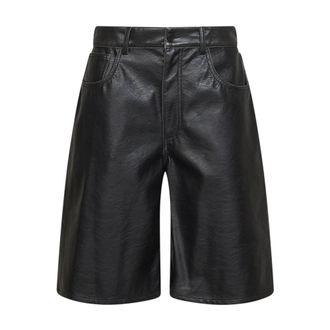 Maison Margiela Shorts van kunstleer tot op de knie - Dames - Korte Broeken - Zwart - XS - Leer - Korte Broeken