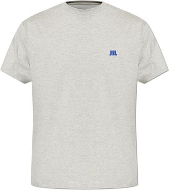 Jil Sander T-Shirt met Geborduurd Logo - Heren - T-shirts - Grijs - L - Katoen - Tops